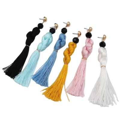 China Wholesale High Quality FASHIONABLE Knotted Tassel Earrings Handmade Exaggerated Style Creative Long Earrings for sale