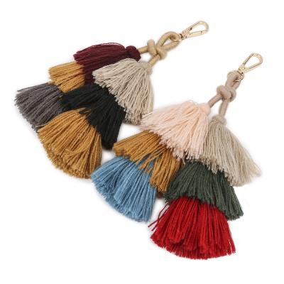 China New Birthday Autumn And Winter Tassel Pendant Women'S Bag Sublimation Woven Key Chain for sale