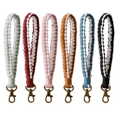 China Anniversary Most Popular Hand Strap Cotton Rope Car Key Chain Braided Key Chain Bracelet for sale