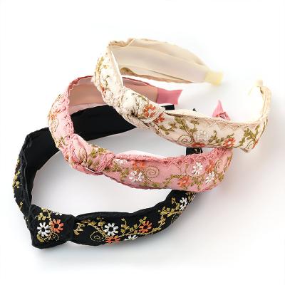 China Fashion professional design embroidery lace sublimation women's ethnic headband accessories party for sale