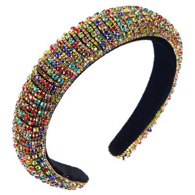 China Hot Selling Fashion Sponge Headband Inlaid Colorful Trendy Creative Luxury Diamond Headbands for sale