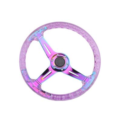 China 6 bolts Wholesale Price Luxury Luminous 350mm 14 Inch Deep Dish Acrylic Bubbles Steering Wheel For Racing Game Steering Wheel for sale