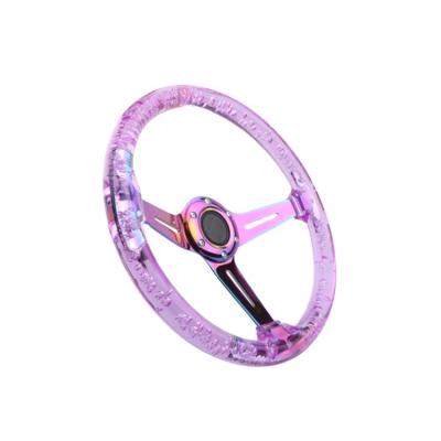 China 6 bolts Car Modification Parts Acrylic Crystal Transparent Game Athletic 13 Inch Steering Wheel for sale