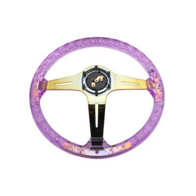 China 6 bolts Car Modification Parts Acrylic Crystal Transparent Game Athletic 13 Inch Steering Wheel for sale