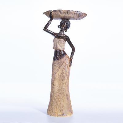 China Resin Lady Candle Holder Statue Africa Abigail Factory African Tribal Culture Open Hotel Home Office Decoration for sale