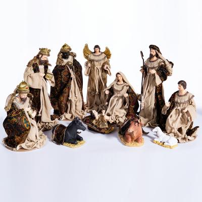 China Worlwide Abigail Christmas Jesus Nativity Set 11 Religious Figurines China Cloth Resin Crafts Accept Custom Statue for sale