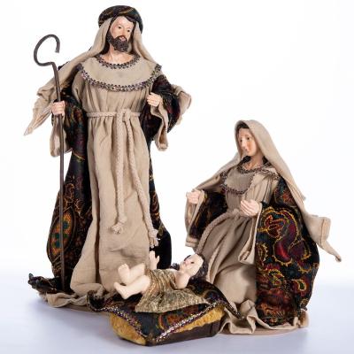 China Europe Abigail China Wholesale Christmas Jesus Nativity Set Family Statue Cloth Resin Religious Holy Crafts For Kids for sale