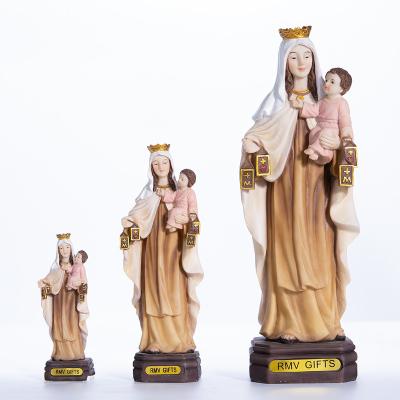 China The Roman Our Lady of Europe Abigail Factory Poly Resin of Mount Carmel with Child Statue PolyResin Tabletop Figure Opens for sale