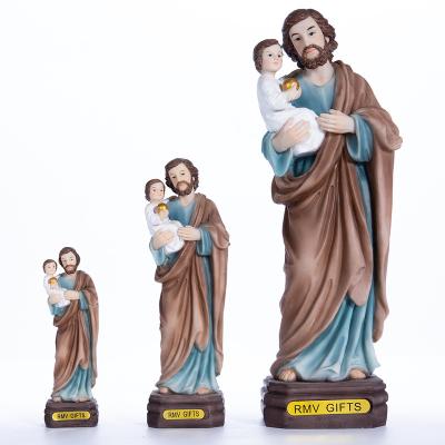 China Sacred Artifact Europe Resin Saint Joseph Abigail Factory Religious Holding A Child Home Table Top Church Ornaments Statue for sale