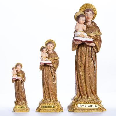 China Europe Abigail Factory Western Statue Holy House Crafts Resin Anthony Church Figure Desktop Christmas Table Decorations for sale