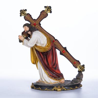 China Europe Abigail Factory Religious Statue of Jesus Cross Family Table Top Church Decoration Holiday Resin Holy Crafts for sale