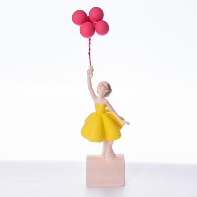 China Wholesale Home Classic Balloon Abigail Factory Modern Dress Girl Ornament Gift Resin Arts and Crafts Decoration Yellow for sale