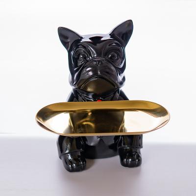 China Modern home decor statue resin Europe Abigail Factory Customized Colorful Sculpture open French bulldog figurine for sale