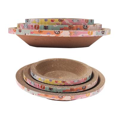 China Sustainable Premium Corrugated Round & Oval shape Paper 40*40 Cat Scratching for sale