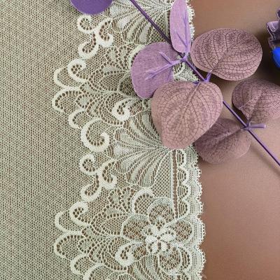 China 20.5CM width elastic lingerie knitted nylon spandex brown 3d flower lace trim for lingerie for sale