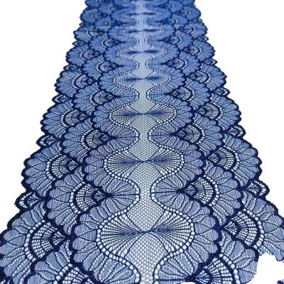 China Elastic Professional Lace Manufacturer 18.5cm Stretch White Floral Lace Trim for sale