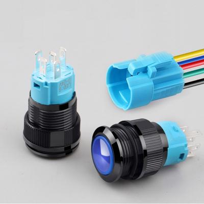 China Switch 16mm ON Momentary Latching Plastic Push Button Switch with LED 24V 220V 12v 110v for sale