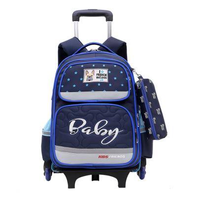 China With Trolley Cartoon Child Trolley Bag With Pencil Case School Backpack With Wheels For 7-13 Ages Boys for sale