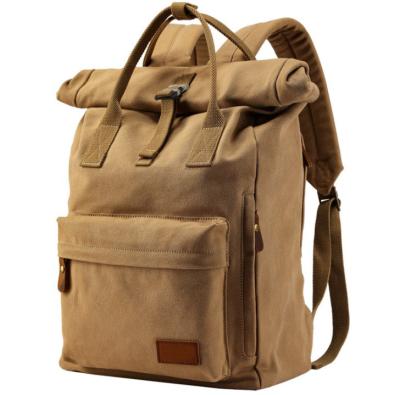 China Custom fashion canvas cylinder office backpack laptop backpack rolling backpack for men and women for sale