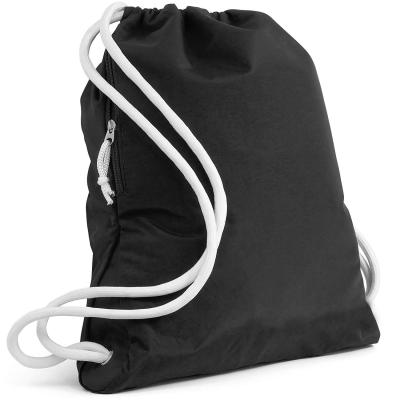 China High Quality Waterproof Nylon Black Sport Drawstring Gym Backpack Tote Bag With Inside Pocket For Outdoor Swimming for sale