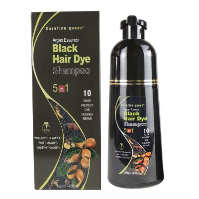 China Home Hair Coloring Home Hair Coloring 5 in 1 Hair Dye Natural Hair Dye Shampoo Black Color Shampoo For White To Black for sale