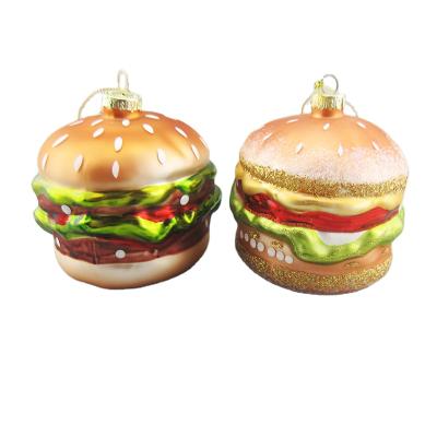 China Eco-friendly Glass Material Artificial Glass Decoration Balls Christmas Ornament Food Hot Dog, Hamburger for sale