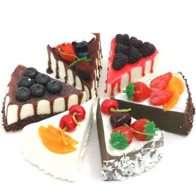 China 4 Inch Fake Slice Cake Decoration Fake Slice Replica Cake Food Bakery Shop Cake Display Model Party Decoration for sale