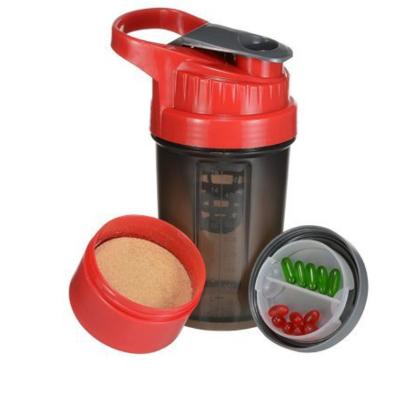 China BPA Free Viable Plastic Protein Shaker Bottle With Measuring And With Protein Container And Pill Box for sale