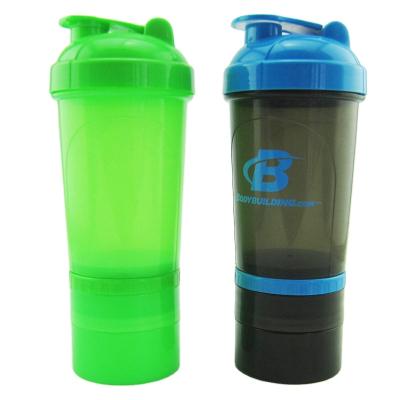 China Sports Protein Shaker Bottle with Pill Organizer and Storage for Protein Powder Container System 22 Ounce for sale