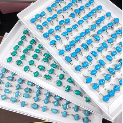 China Mix Design And Random Size Wholesale Cheap Loose Lot Turquoise Blue Green Stone Ring for sale