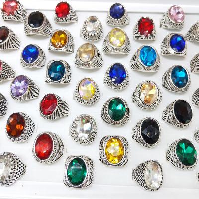 China Bohemian Oval Crystal Single Stone Rings Women Ring Jewelry random wholesale bulk rings size mix design and shape rings for sale