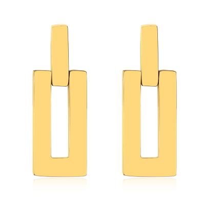 China 2022 Wholesale Rectangle Lead Free Nickel Free Gold Color Stainless Steel Dropper Stud Earrings For Women for sale