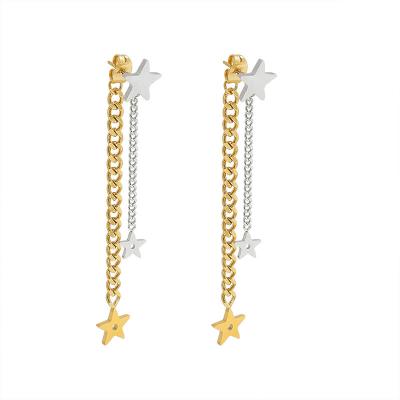 China Central Institute of Statistics Korean titanium hot lead free lead free nickel free cold wind long stainless steel earrings tassel earrings sales steel earring for sale