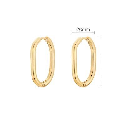 China Etsy Top Selling Products Simple Fashion Women Metal Style Stainless Steel Oval Earrings for sale