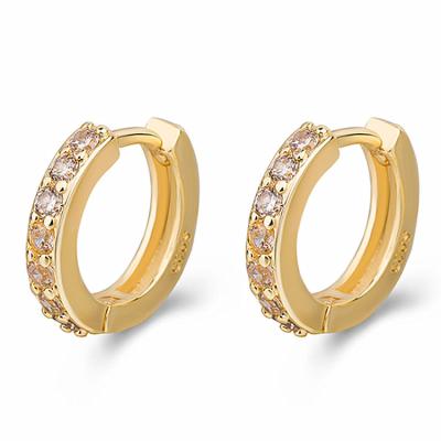 China 925 Sterling Silver Plated Zircon Hoop Earrings Lead Free Nickel Free Classic White Paved Circle Earrings For Women Jewelry for sale