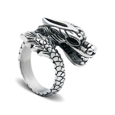 China Mens Jewelry 316L Titanium Stainless Steel Punk Oriental Chinese Dragon Rings for sale