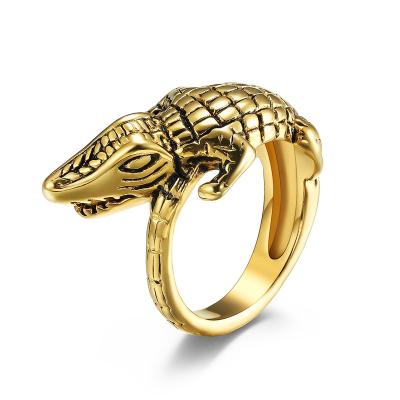 China 2022 New Design Titanium Ring Jewelry Stainless Steel Crocodile Lead Free Steel Animal Ring for sale