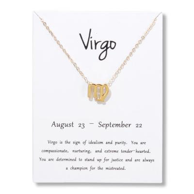 China Custom Necklace Women Men Women 12 Zodiac Sign Pendant Necklaces With Memory Wish Gift Voucher Gold Chains Choker Necklaces for sale