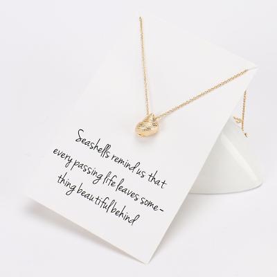 China Fashion New Arrivals Cute Copper Shell Conch Snail Pendant Necklace Gold Plating Necklace Luxky Memory Wish Card Necklace for sale