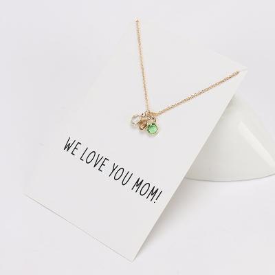 China Fashion New Arrivals Cute Crystal Charm Birthstone Pendant Necklace With Memory Wish Card For Mothers Day Gift Jewelry for sale