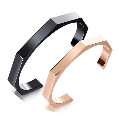 China Fashion / Fashionable Creative High Polished Stainless Steel C Shaped Geometry Cuff Bracelet Bangle Bamboo Bangles Women for sale