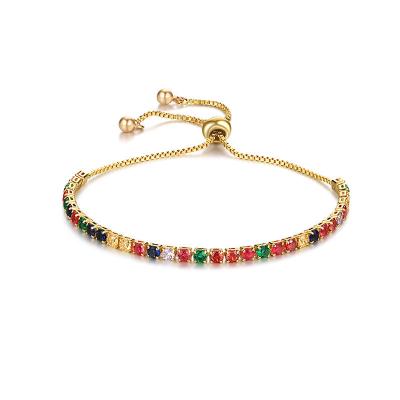 China New CLASSIC Rainbow Diamond Zircon Beaded Bracelets Adjustable Bracelet For Girls Women for sale