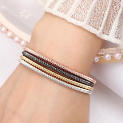 China Newest Selling Spring Bracelets Instu Designs Stainless Steel Bracelets Women Cute Simple Girl Kids Elastic Bracelets for sale