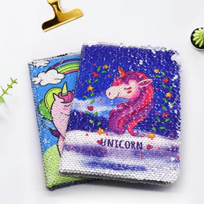 China Hardcover Customized Kids Stationery Sequin Notebook Child Cardboard A5 Diary for sale