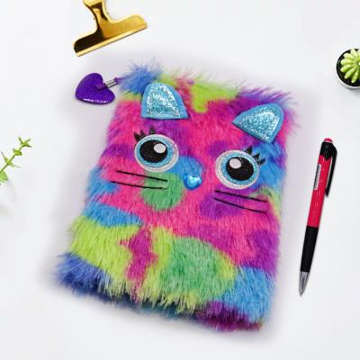 China Hardcover Book Maker Custom Design Cute Novelty Plush Furry Cover Notebook for sale