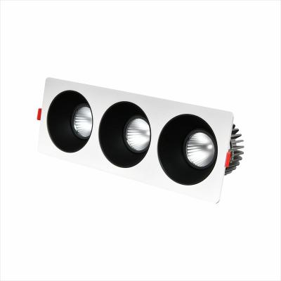 China Living Room White Three Square Spot Head Light 8W 12W 15W Indoor Ceiling Recessed COB LED Spotlight for sale