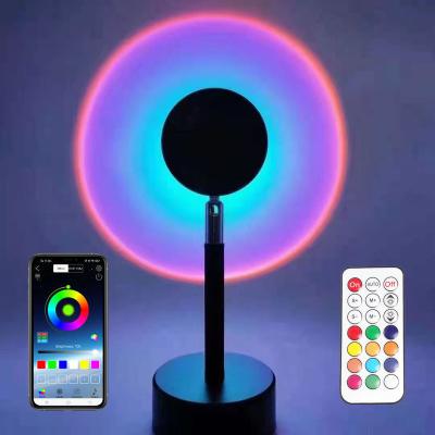 China 16 Color APP Sunset Projector Lamp Rainbow Modern Atmosphere Led Night Light For Home Bedroom Cafe Background Led Lamp for sale