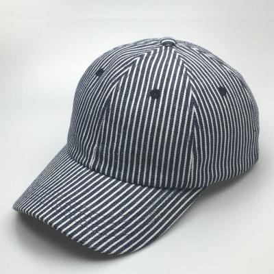 China New Fashion Stripe Style Cotton Fabric Custom Striped Dad Hat for sale