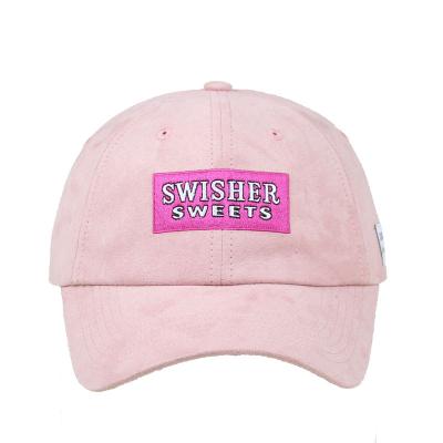 China Suede COMMON COMMON Hat Patch Embroidery Unisex Pink Baseball Cap for sale