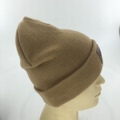 China JOINT Promotion JOINT Cuff Knit Your Patch Logo Beanies Hat High Quality Leather for sale